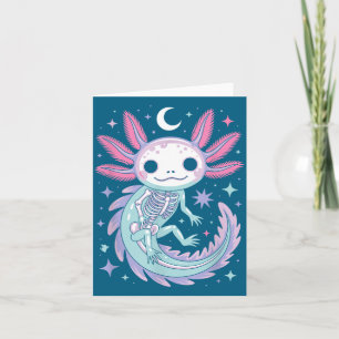 Pastel goth meisje kawaii schattige skelet axolotl kaart