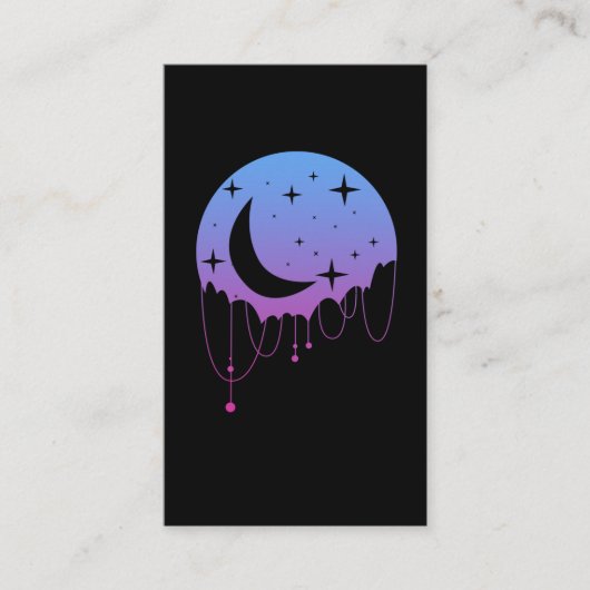 Pastel Goth Moon Kawaii Aesthetic Stars Crescent Visitekaartje (Voorkant)