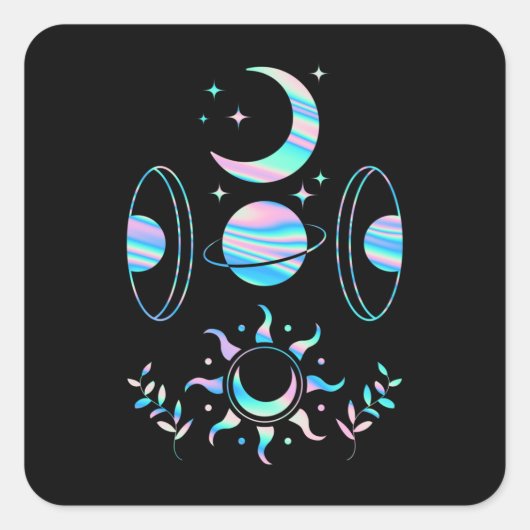 Pastel Goth Moon Kawaii Stars Vierkante Sticker (Voorkant)