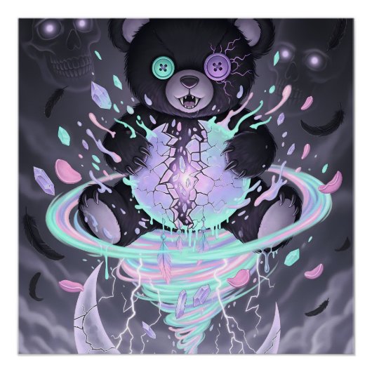 Pastel Goth Mystieke Beer Perfect Poster (Voorkant)