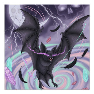Pastel Goth Mystieke Vleermuis Perfect Poster