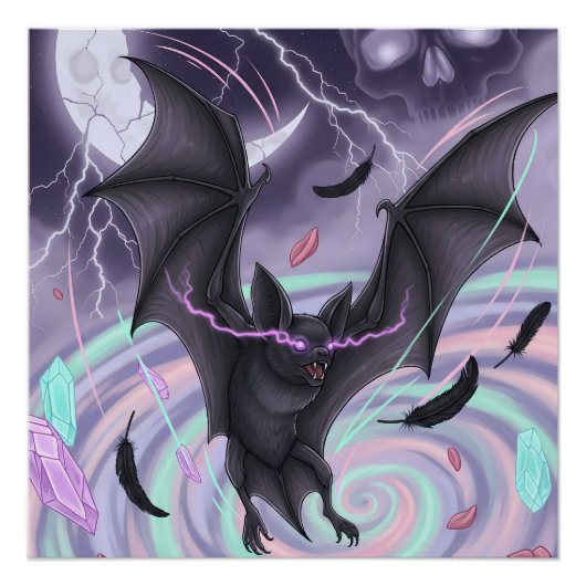 Pastel Goth Mystieke Vleermuis Perfect Poster (Voorkant)