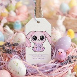 Pastel Goth Paashaas Van Voor Label Lavendel Cadeaulabel