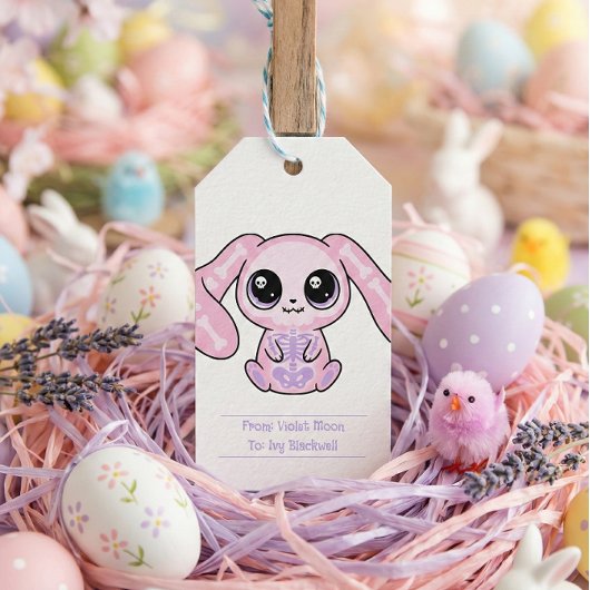 Pastel Goth Paashaas Van Voor Label Lavendel Cadeaulabel