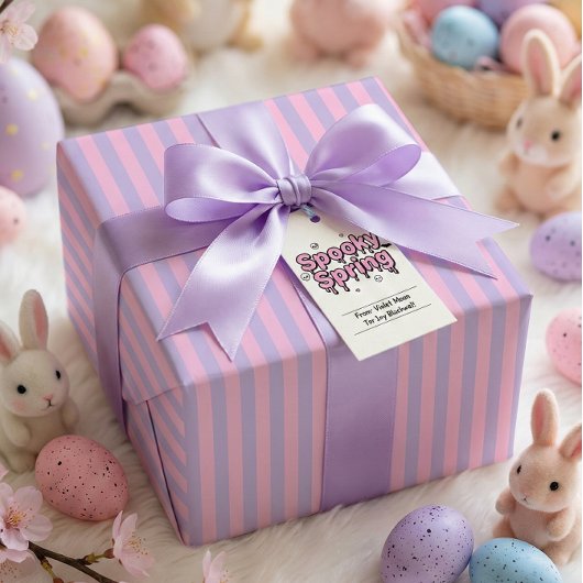 Pastel Goth Pasen Roze Lavendel Gestreepte Cadeaupapier