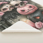 Pastel Goth Pompoen & Schedel Kunst Sherpa Deken (3/4)