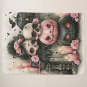 Pastel Goth Pompoen & Schedel Kunst Sherpa Deken (Voorkant (horizontaal))