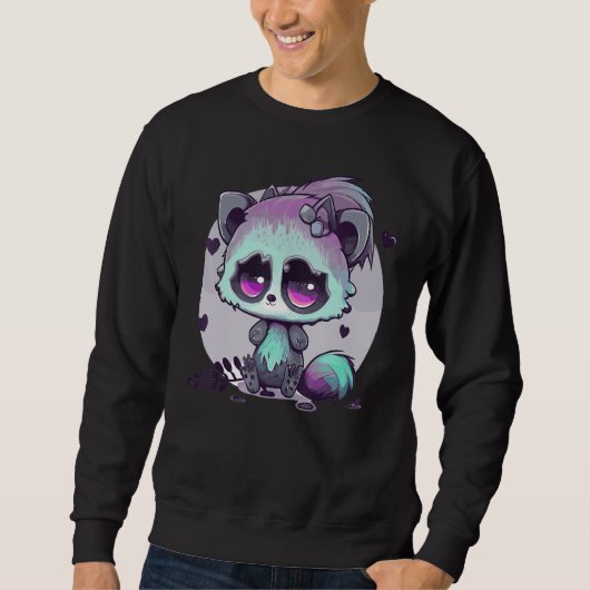 Pastel Goth Raccoon Creepy Cute Menhera Gothic Trui (Voorkant)