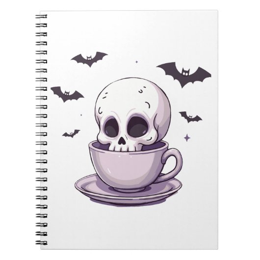 Pastel Goth Schedel in Theekop Notitieboek (Voorkant)