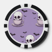 Pastel Goth Schedel in Theekop Poker Chips (Voorkant)
