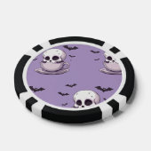 Pastel Goth Schedel in Theekop Poker Chips (Enkel)