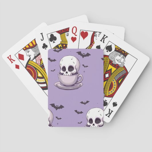 Pastel Goth Schedel in Theekopje Pokerkaarten (Achterkant)
