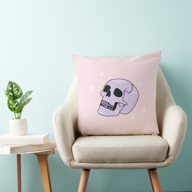 Pastel Goth Schedel Worp Kussen Roze Esthetiek (Stoel)