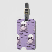 Pastel Goth Skull in Teacup Bagagelabel (Voorkant (verticaal))