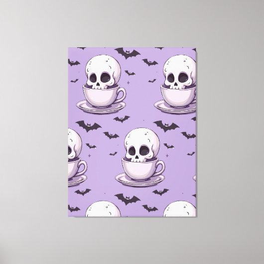 Pastel Goth Skull in Teacup Canvas Afdruk (Voorkant)