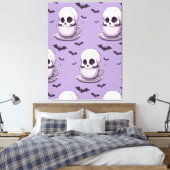 Pastel Goth Skull in Teacup Canvas Afdruk (Insitu (Slaapkamer))