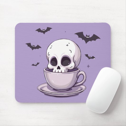 Pastel Goth Skull in Teacup Muismat (Met muis)