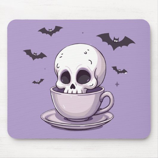 Pastel Goth Skull in Teacup Muismat (Voorkant)