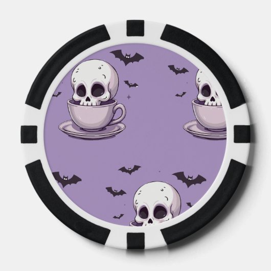 Pastel Goth Skull in Teacup Poker Chips (Voorkant)