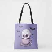 Pastel Goth Skull in Teacup Tote Bag (Voorkant)