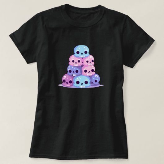 Pastel Goth Stapel Cute Schedel T-shirt (Design voorkant)