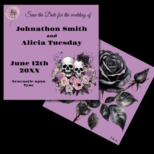 Pastel Goth stijl trouwstationery Hekserij Save The Date
