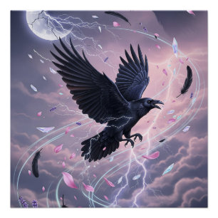 Pastel Goth Stormy Raven met Kristallen Perfect Poster