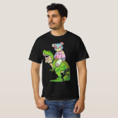 Pastel Goth Teddy Bear Riding Dinosaur T Rex Japan T-shirt (Voorkant volledig)