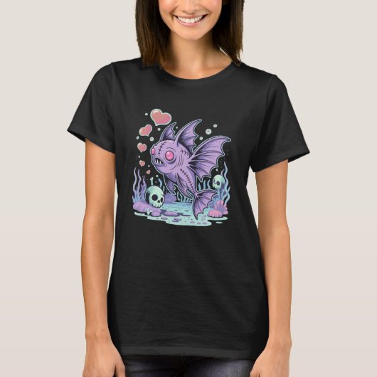 Pastel Goth Vliegende Vis T-shirt (Voorkant)