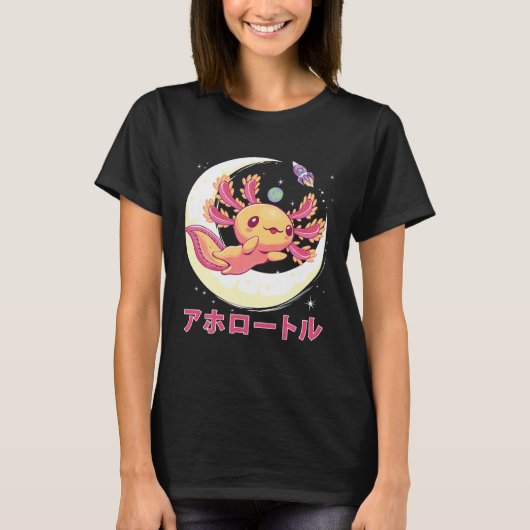 Pastel Gothic Axolotl Kawaii Japans Anime Aestheti T-shirt (Voorkant)