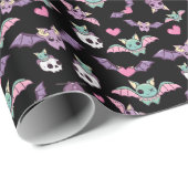 Pastel Gothic Bat Lover Halloween Patroon Cadeaupapier (Rol Hoek)