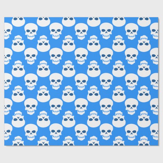 Pastel gothic blauw Halloween schedel skelet Cadeaupapier (Vlak)