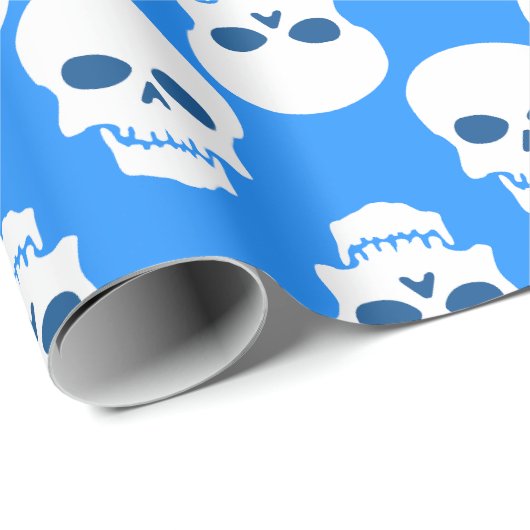 Pastel gothic blauw Halloween schedel skelet Cadeaupapier (Rol Hoek)