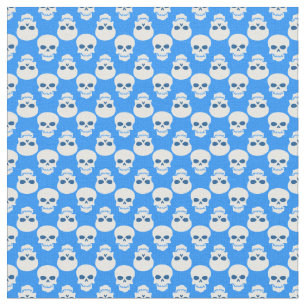 Pastel gothic blauw Halloween schedel skelet Stof