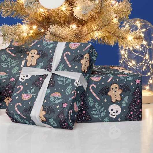 Pastel Gothic Botanische Kerst Cadeaupapier (Feestdagen)