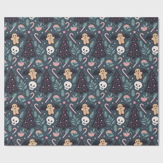 Pastel Gothic Botanische Kerst Cadeaupapier (Vlak)