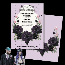 Pastel Gothic Bruiloft Gotische Paarse Kaart