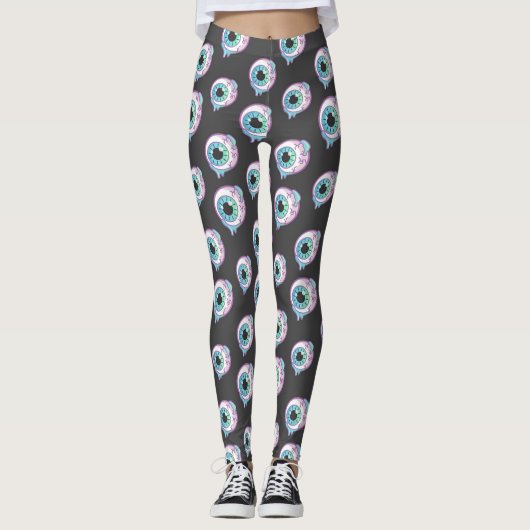 Pastel Gothic Candy Eyeball Pattern Leggings (Voorkant)