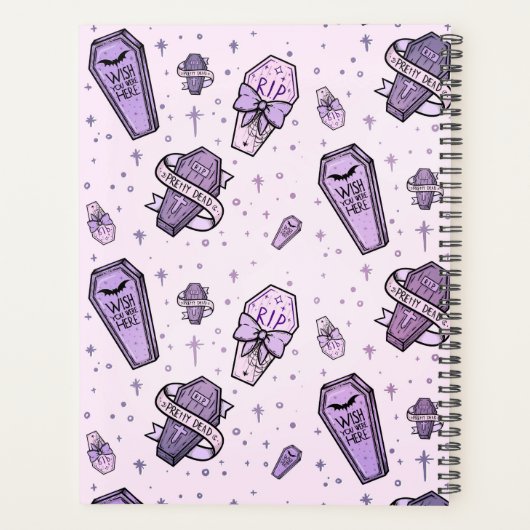Pastel Gothic Coffins Patroon Planner (Achterkant)