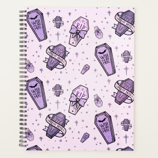 Pastel Gothic Coffins Patroon Planner (Voorkant)