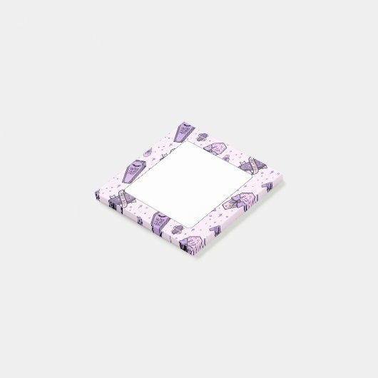 Pastel Gothic Coffins Patroon Post-it® Notes (Schuin)