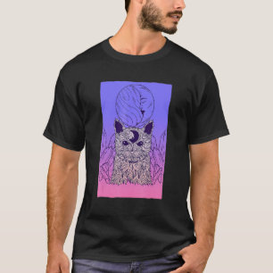 Pastel Gothic Creepy Cat Cresent Moon Girl Gothic T-shirt