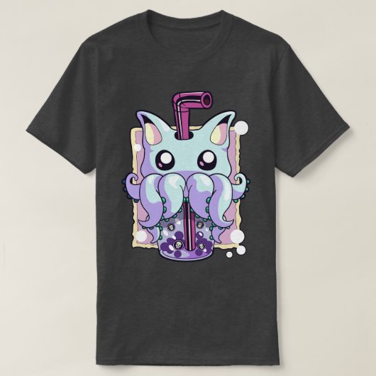Pastel Gothic Creepy Creature Boba Bubble Tea Kawa T-shirt (Design voorkant)