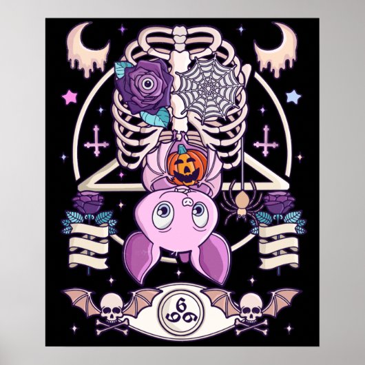 Pastel Gothic Creepy Kawaii Gift Chibi Halloween Poster (Voorkant)