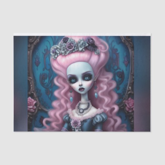 Pastel Gothic Creepy Marie Antionette Decoupage Tissuepapier (Voorkant)