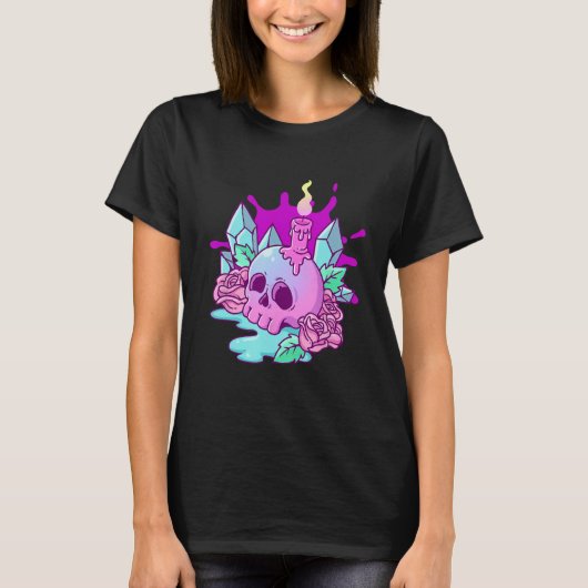 Pastel Gothic Creepy Skull T-shirt (Voorkant)