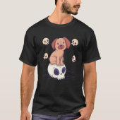 Pastel Gothic Cute Creepy Witchy Pug Dog Skull Rit T-shirt (Voorkant)
