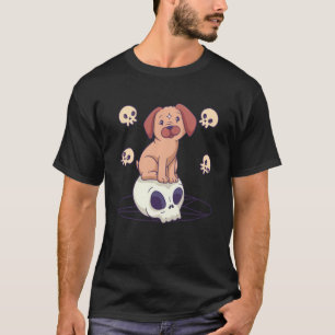 Pastel Gothic Cute Creepy Witchy Pug Dog Skull Rit T-shirt