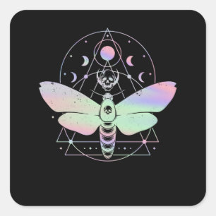 Pastel Gothic Cute Moth Spirituele Moon Vierkante Sticker
