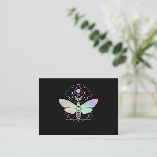 Pastel Gothic Cute Moth Spirituele Moon Visitekaartje (Staand voorkant)